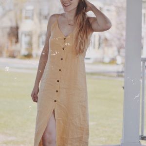 Reformation Yellow Linen Dress